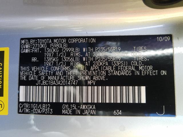 2010 LEXUS RX 450 JTJBC1BA3A2014747