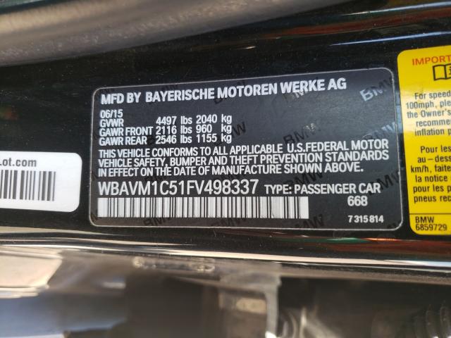 2015 BMW X1 SDRIVE2 WBAVM1C51FV498337