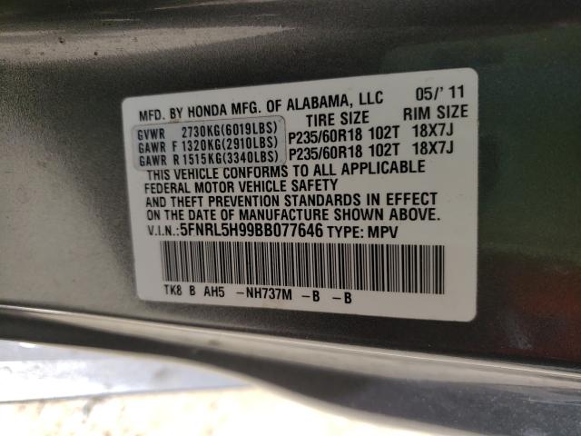 2011 HONDA ODYSSEY TO 5FNRL5H99BB077646