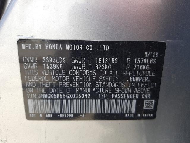 2016 HONDA FIT LX JHMGK5H55GX035042