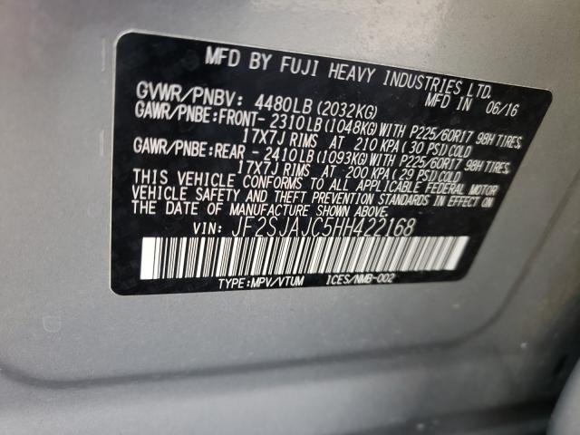 2017 SUBARU FORESTER 2 JF2SJAJC5HH422168