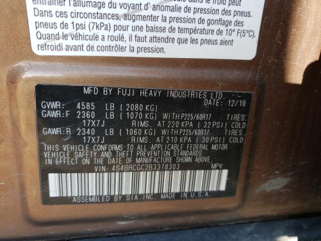 2011 SUBARU OUTBACK 2. 4S4BRCGC2B3378303