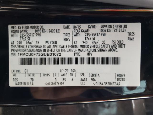 2016 FORD ESCAPE S 1FMCU0F73GUB31072