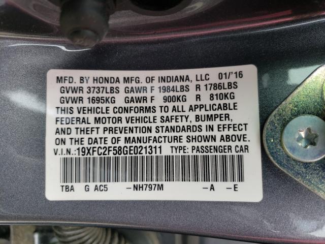 2016 HONDA CIVIC LX 19XFC2F58GE021311