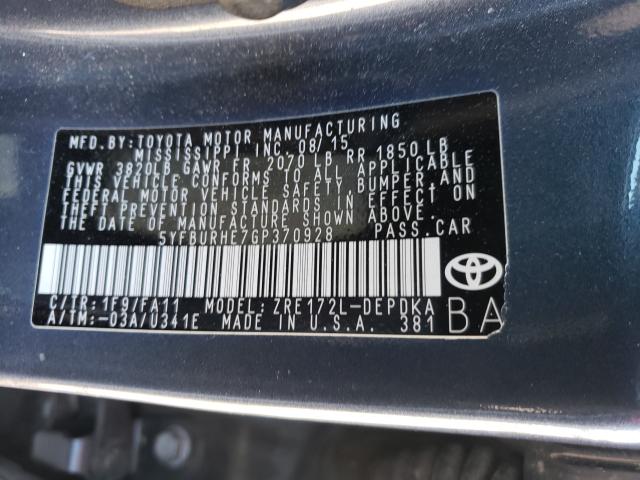 2016 TOYOTA COROLLA L 5YFBURHE7GP370928