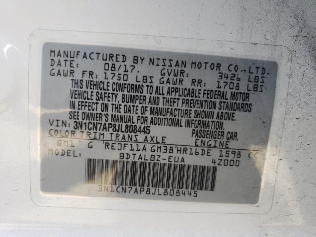 2018 NISSAN VERSA S 3N1CN7AP8JL808445