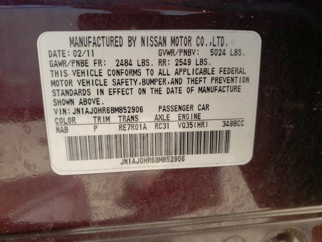 2011 INFINITI EX35 BASE JN1AJ0HR6BM852906