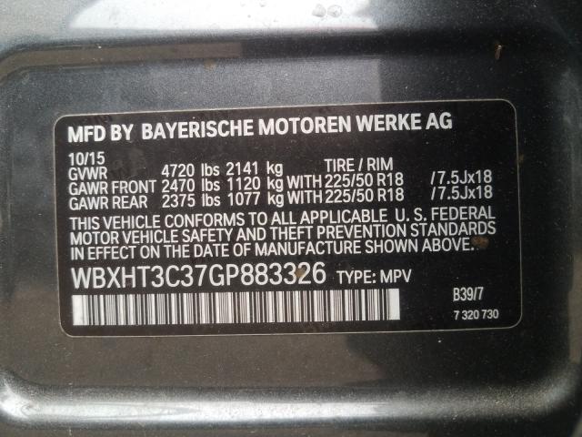 2016 BMW X1 XDRIVE2 WBXHT3C37GP883326