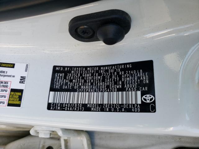 2020 TOYOTA COROLLA LE 5YFEPRAE1LP054708