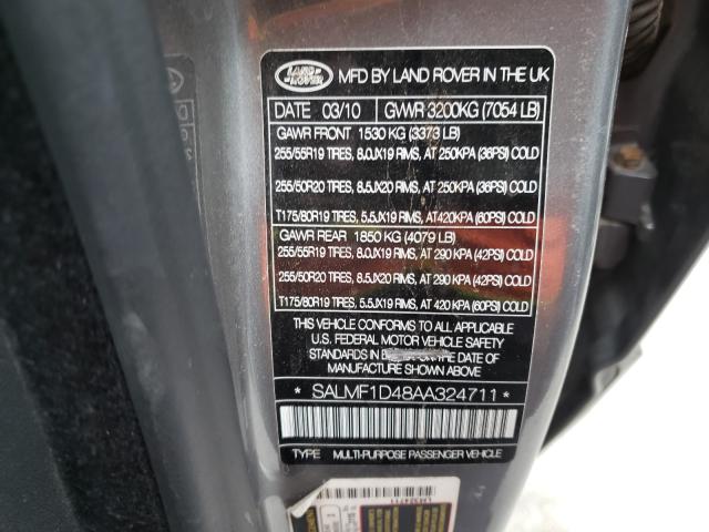 2010 LAND ROVER RANGE ROVE SALMF1D48AA324711