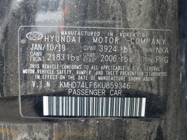 2019 HYUNDAI ELANTRA SE KMHD74LF6KU859346