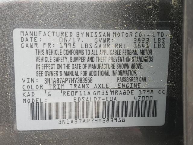 2017 NISSAN SENTRA S 3N1AB7AP7HY383958