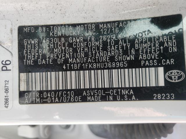 2017 TOYOTA CAMRY LE 4T1BF1FK8HU368965