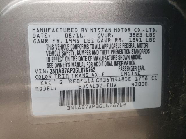 2016 NISSAN SENTRA S 3N1AB7AP3GL678762