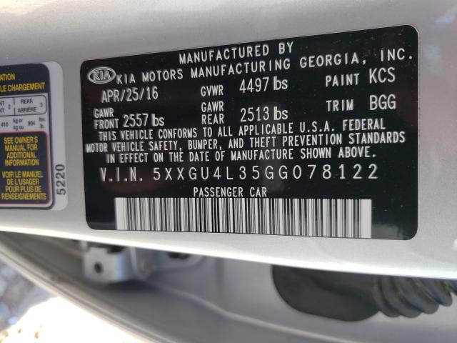 2016 KIA OPTIMA EX 5XXGU4L35GG078122