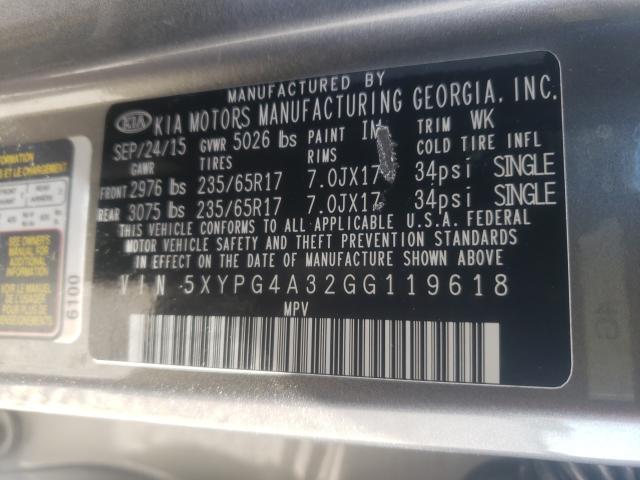 2016 KIA SORENTO 5XYPG4A32GG119618