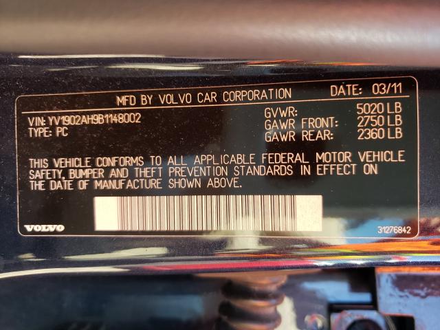 2011 VOLVO S80 T6 YV1902AH9B1148002