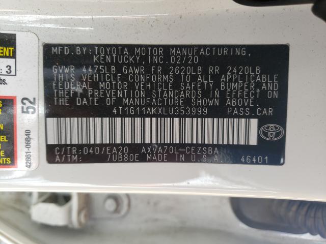 2020 TOYOTA CAMRY SE 4T1G11AKXLU353999