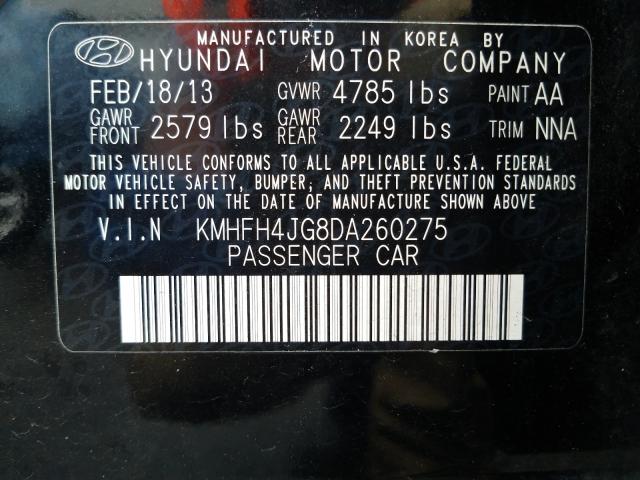 2013 HYUNDAI AZERA GLS KMHFH4JG8DA260275