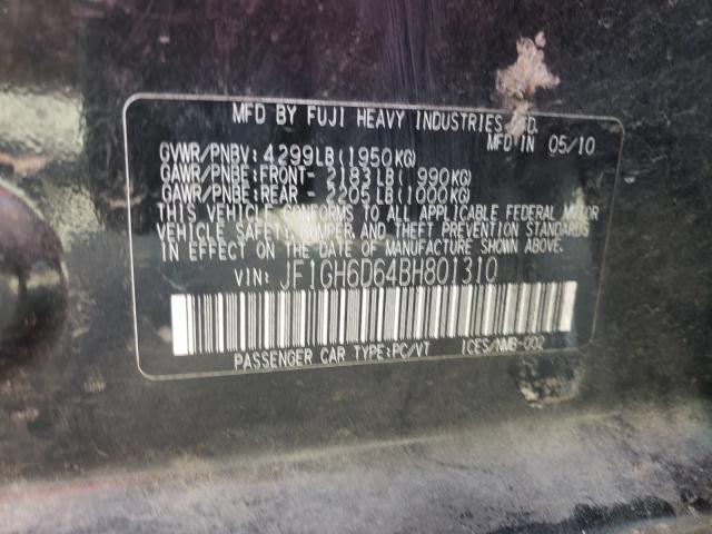 2011 SUBARU IMPREZA OU JF1GH6D64BH801310