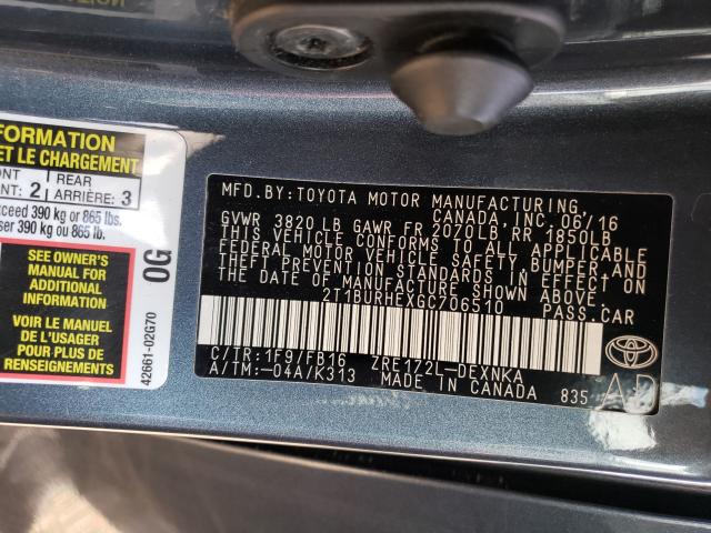 2016 TOYOTA COROLLA L 2T1BURHEXGC706510