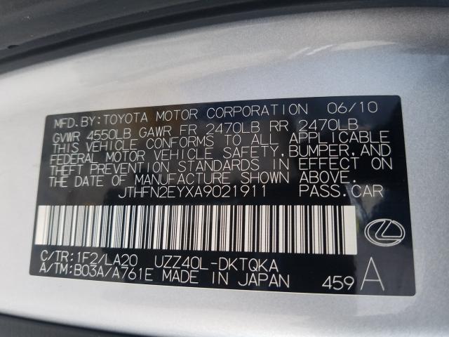 2010 LEXUS SC 430 JTHFN2EYXA9021911
