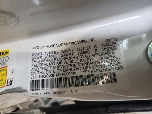 2019 HONDA ACCORD HYB 1HGCV3F14KA009749