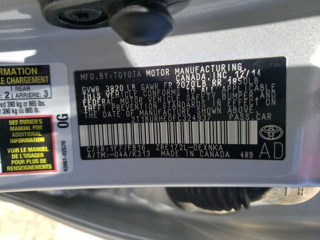 2015 TOYOTA COROLLA L 2T1BURHE0FC324937