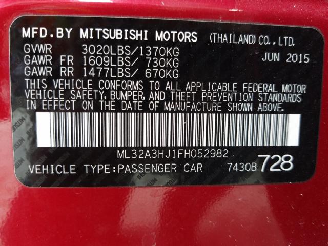 2015 MITSUBISHI MIRAGE DE ML32A3HJ1FH052982