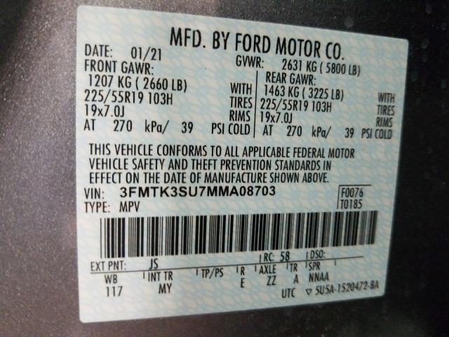 2021 FORD MUSTANG MA 3FMTK3SU7MMA08703