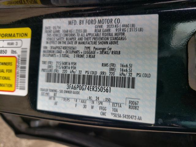 2014 FORD FUSION S 3FA6P0G74ER350561