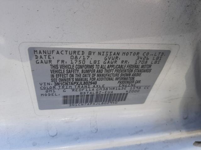 2018 NISSAN VERSA S 3N1CN7APXJL802940