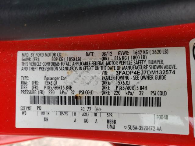 2013 FORD FIESTA SE 3FADP4EJ7DM132574