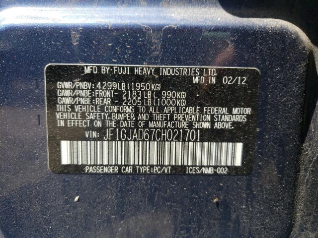 2012 SUBARU IMPREZA PR JF1GJAD67CH021701