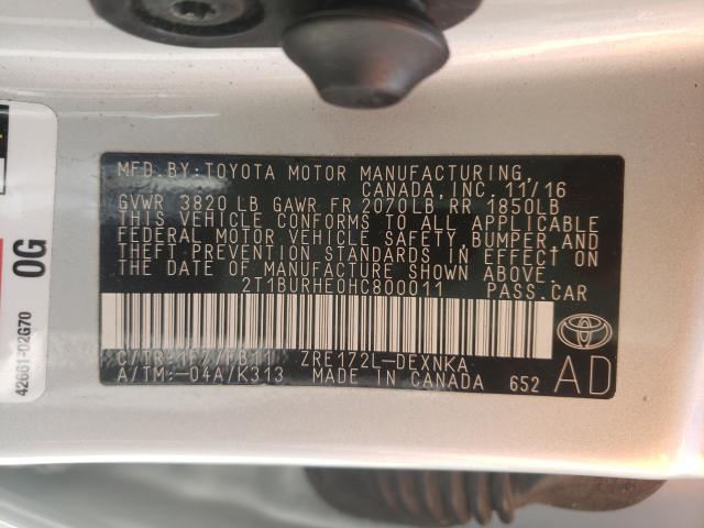 2017 TOYOTA COROLLA L 2T1BURHE0HC800011