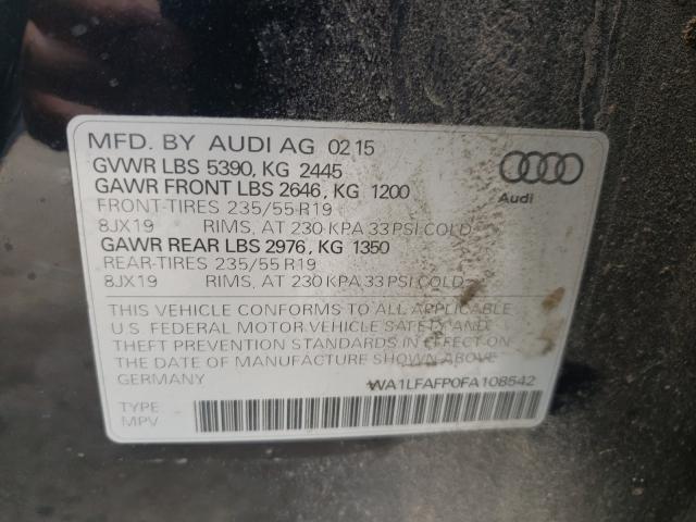 2015 AUDI Q5 WA1LFAFP0FA108542