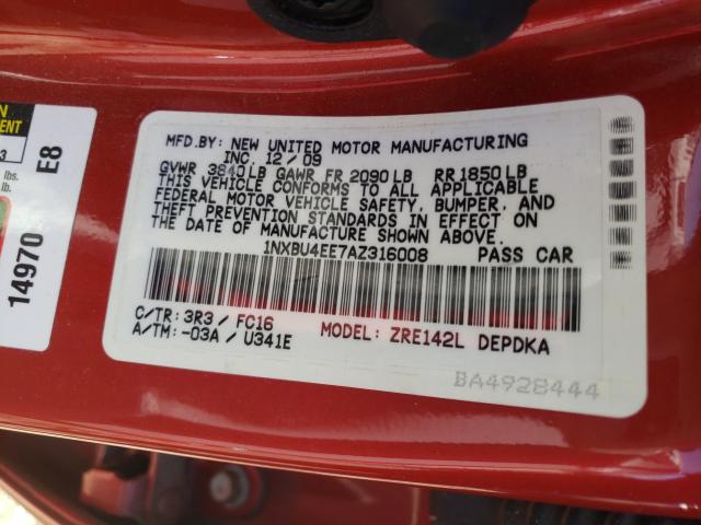 2010 TOYOTA COROLLA BA 1NXBU4EE7AZ316008