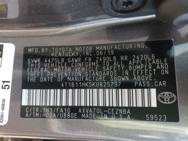 2019 TOYOTA CAMRY L 4T1B11HK5KU825797