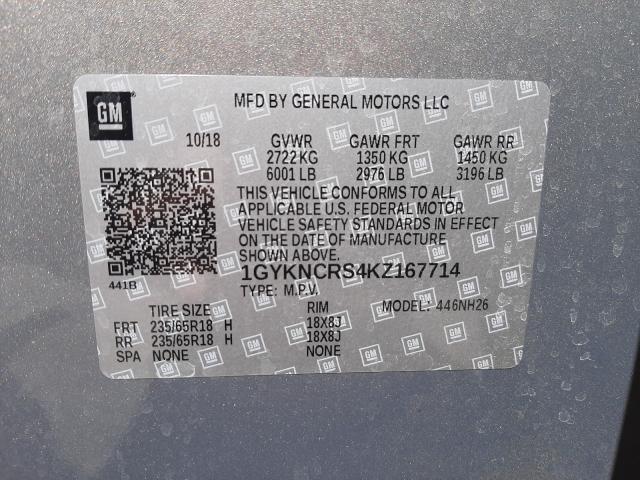 2019 CADILLAC XT5 1GYKNCRS4KZ167714
