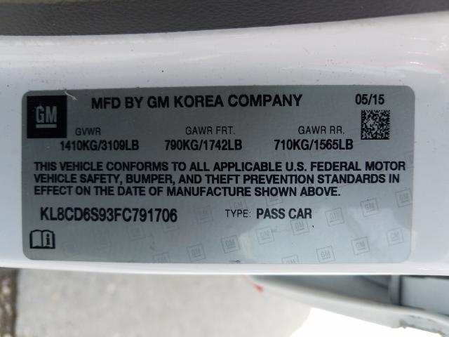 2015 CHEVROLET SPARK 1LT KL8CD6S93FC791706