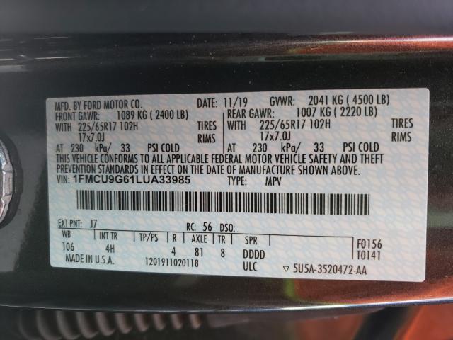 2020 FORD ESCAPE SE 1FMCU9G61LUA33985
