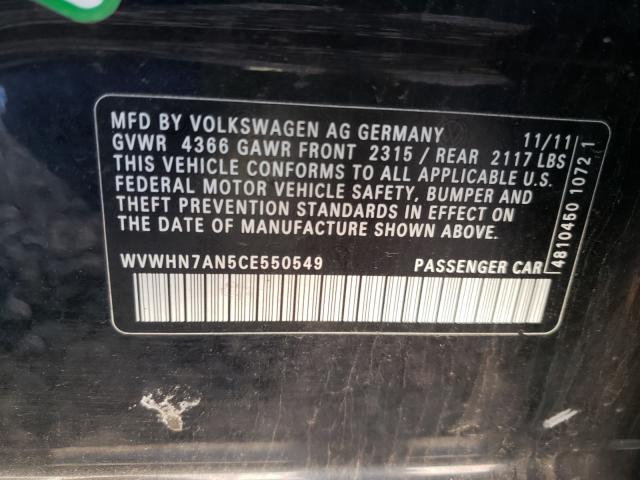 2012 VOLKSWAGEN CC LUXURY WVWHN7AN5CE550549