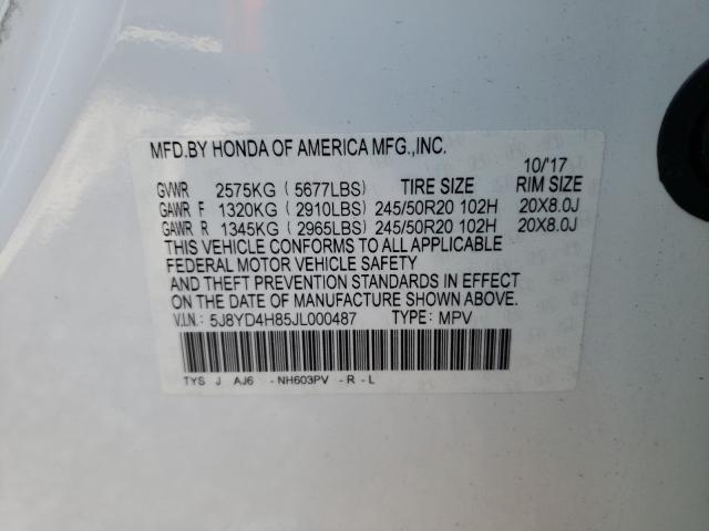 2018 ACURA MDX ADVANC 5J8YD4H85JL000487