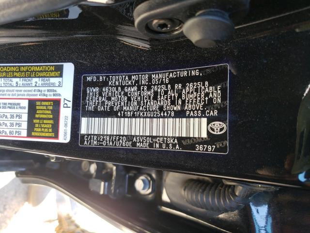 2016 TOYOTA CAMRY LE 4T1BF1FKXGU254478