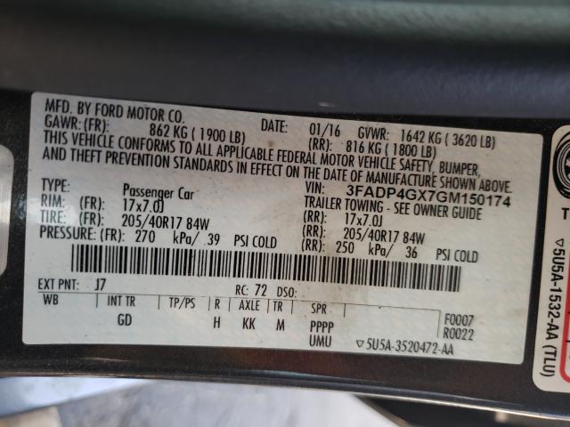 2016 FORD FIESTA ST 3FADP4GX7GM150174