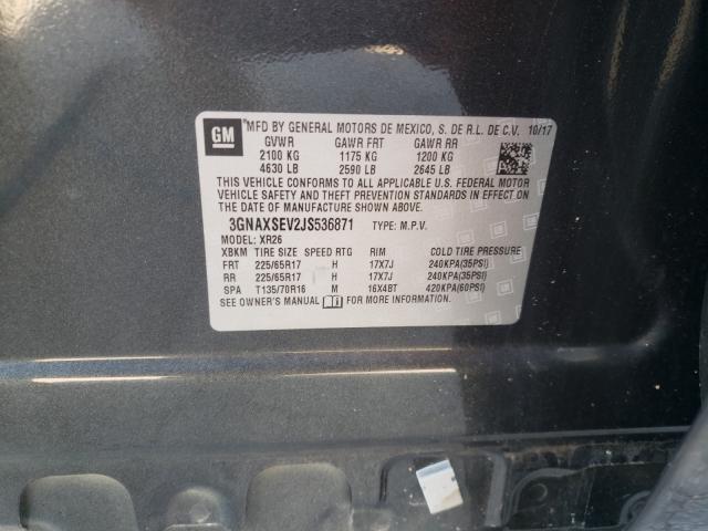 2018 CHEVROLET EQUINOX LT 3GNAXSEV2JS536871