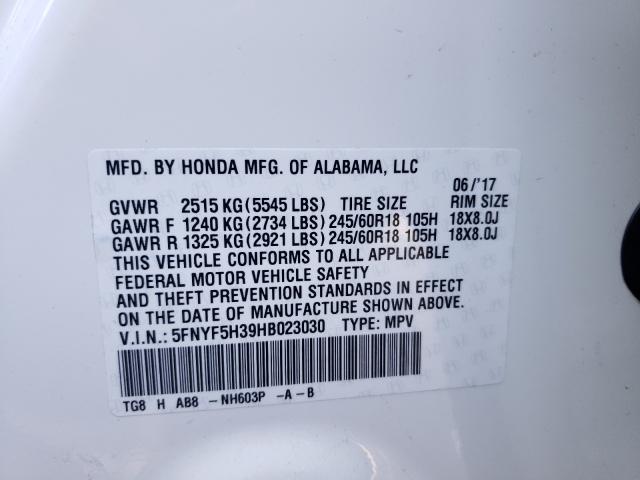 2017 HONDA PILOT EX 5FNYF5H39HB023030