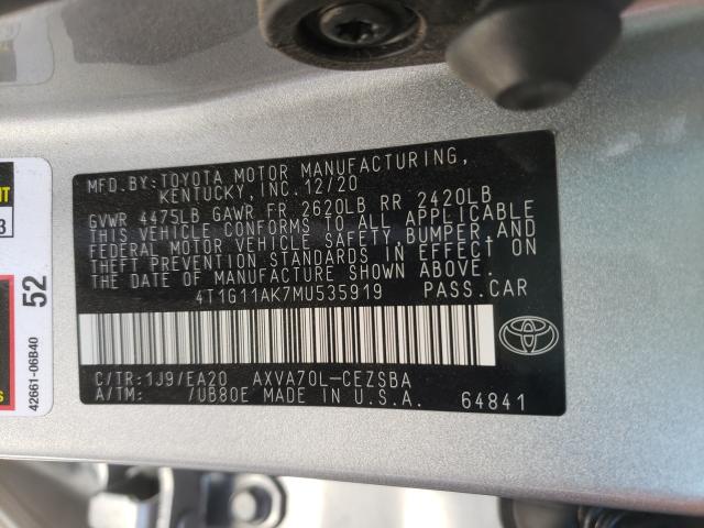 2021 TOYOTA CAMRY SE 4T1G11AK7MU535919