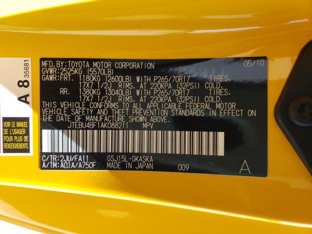 2010 TOYOTA FJ CRUISER JTEBU4BF1AK088211