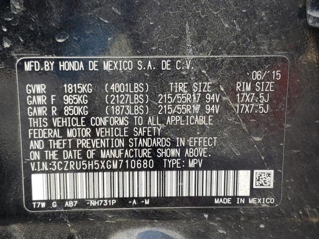 2016 HONDA HRV 3CZRU5H5XGM710680